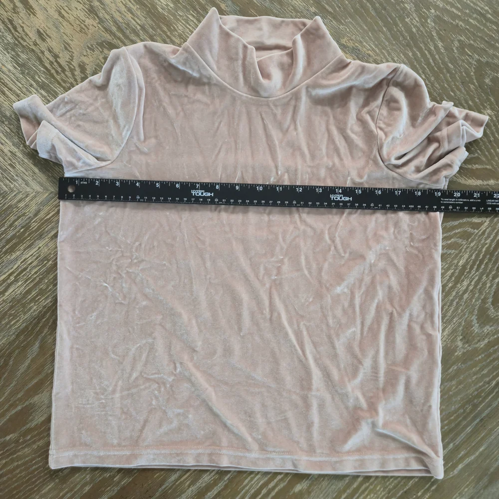 Madewell Velvet Mock Neck Short Sleeve Top Blush Pink Size Small Soft Stretchy